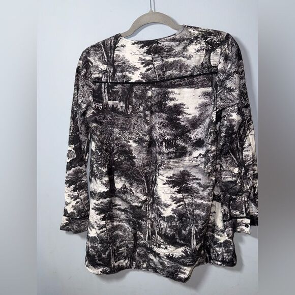 Thought by John Lewis collarless shirt Black And White Woodland Forest 8 EUC - Picture 7 of 9